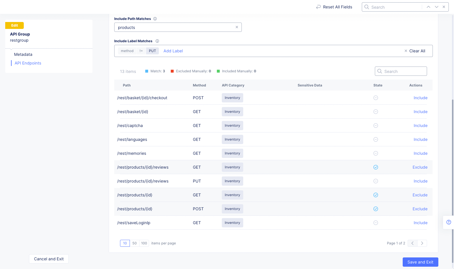 Figure: API Group Label Matches